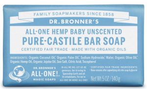 Dr. Bronner's - Unscented Baby-Mild Castile Bar Soap